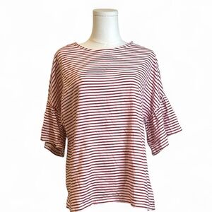 beachlunchlounge Red and White Striped Long Sleeve Top